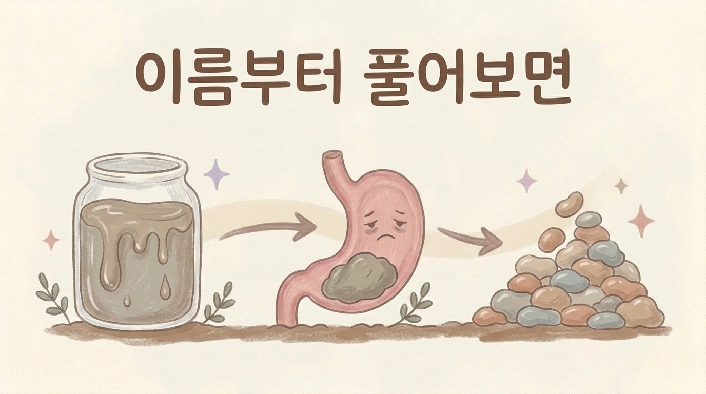 담과 적 두 글자의 뜻을 풀어 설명하는 일러스트