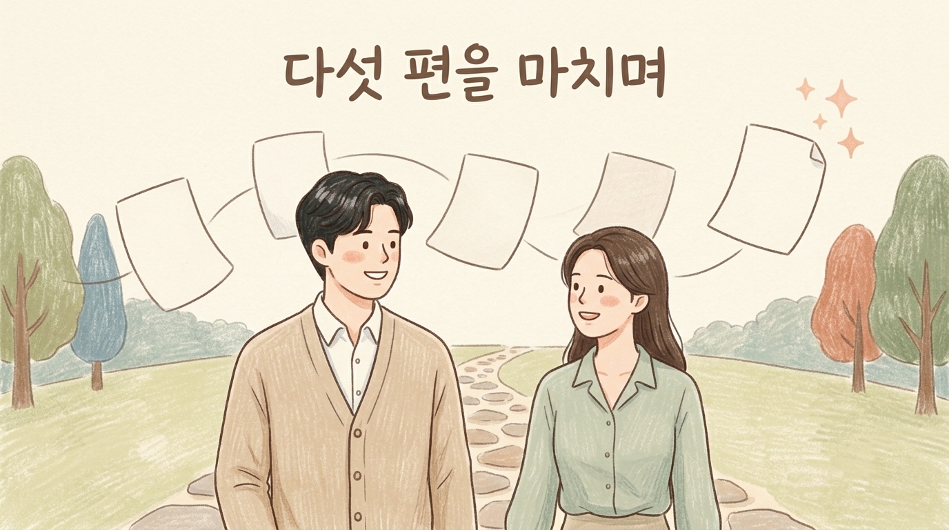 다섯 편의 시리즈를 마치며 함께하겠다는 마무리 일러스트