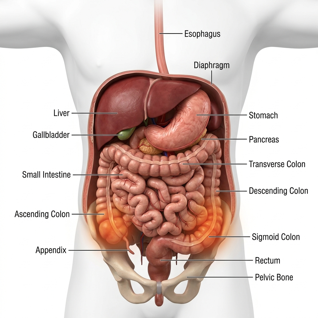 복통 위장 일러스트