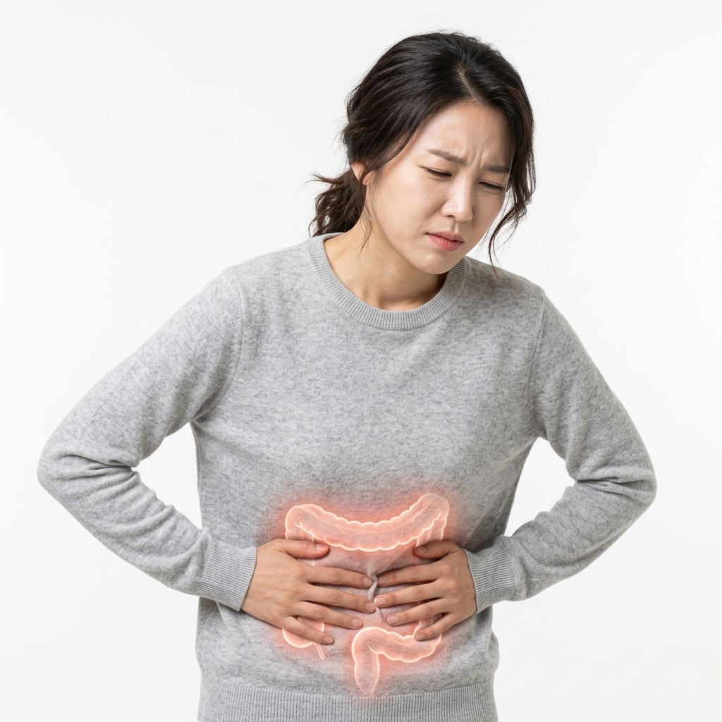 과민성대장증후군 증상을 겪고 있는 환자 사진
