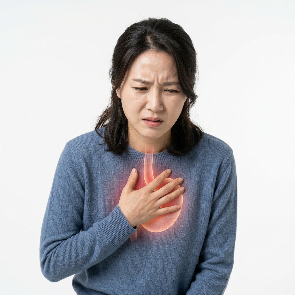 역류성식도염 증상을 겪고 있는 환자 사진